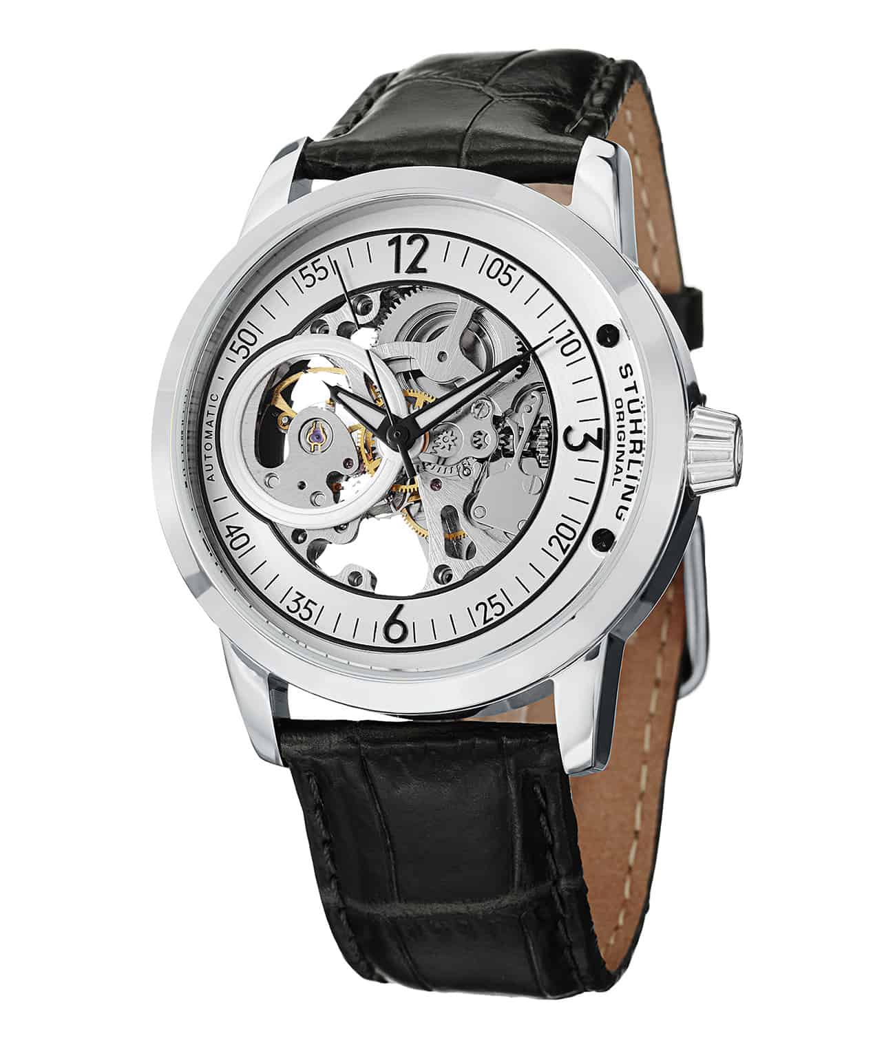 Delphi Saros 837 Automatic 42mm Skeleton Watch for Men - Luxury Mechanical Timepiece with Open Heart Design - Perfect for Business, Formal Occasions & Watch Collectors