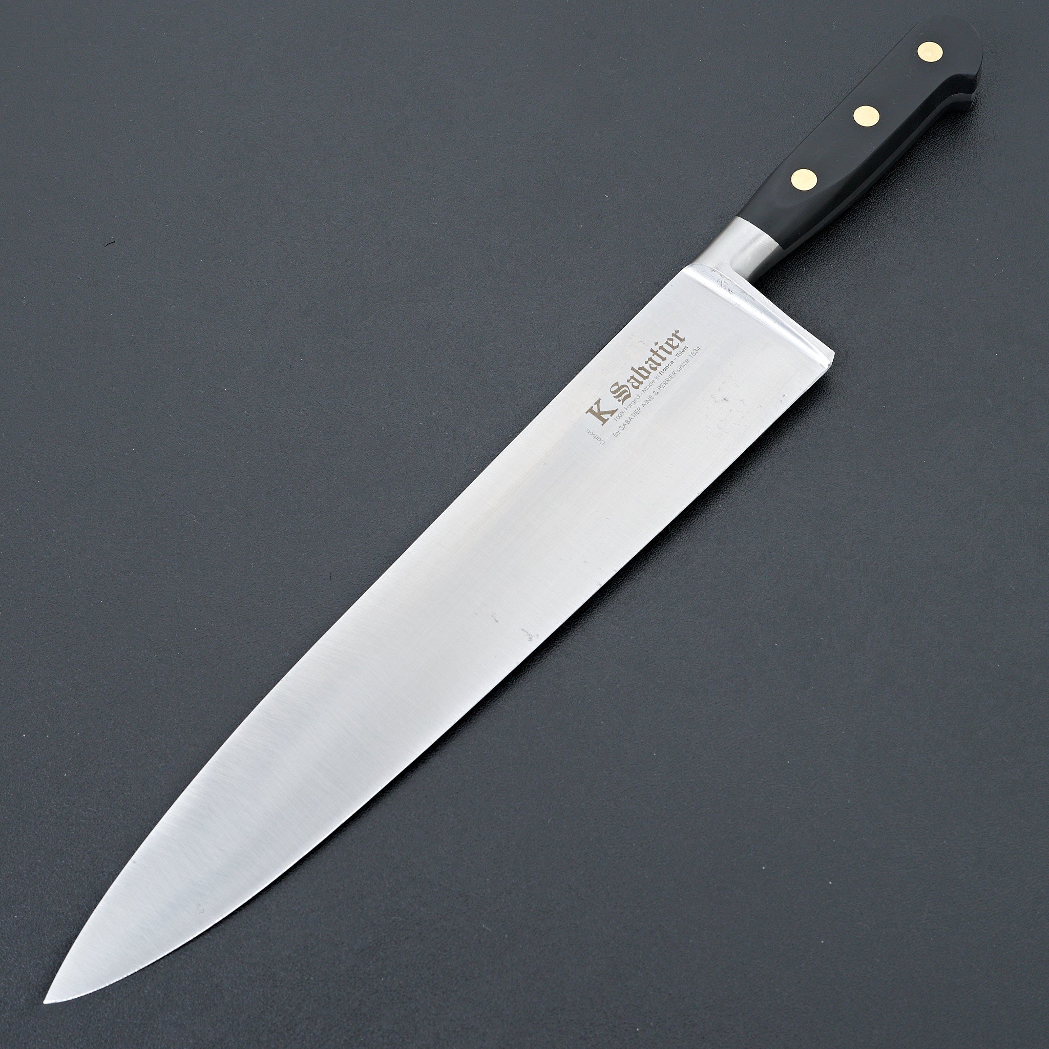 K Sabatier Authentique 12-Inch Chef Knife - High Carbon Steel French Kitchen Knife for Professional Chefs & Home Cooking - Perfect for Slicing, Dicing & Chopping Vegetables, Meat & Herbs