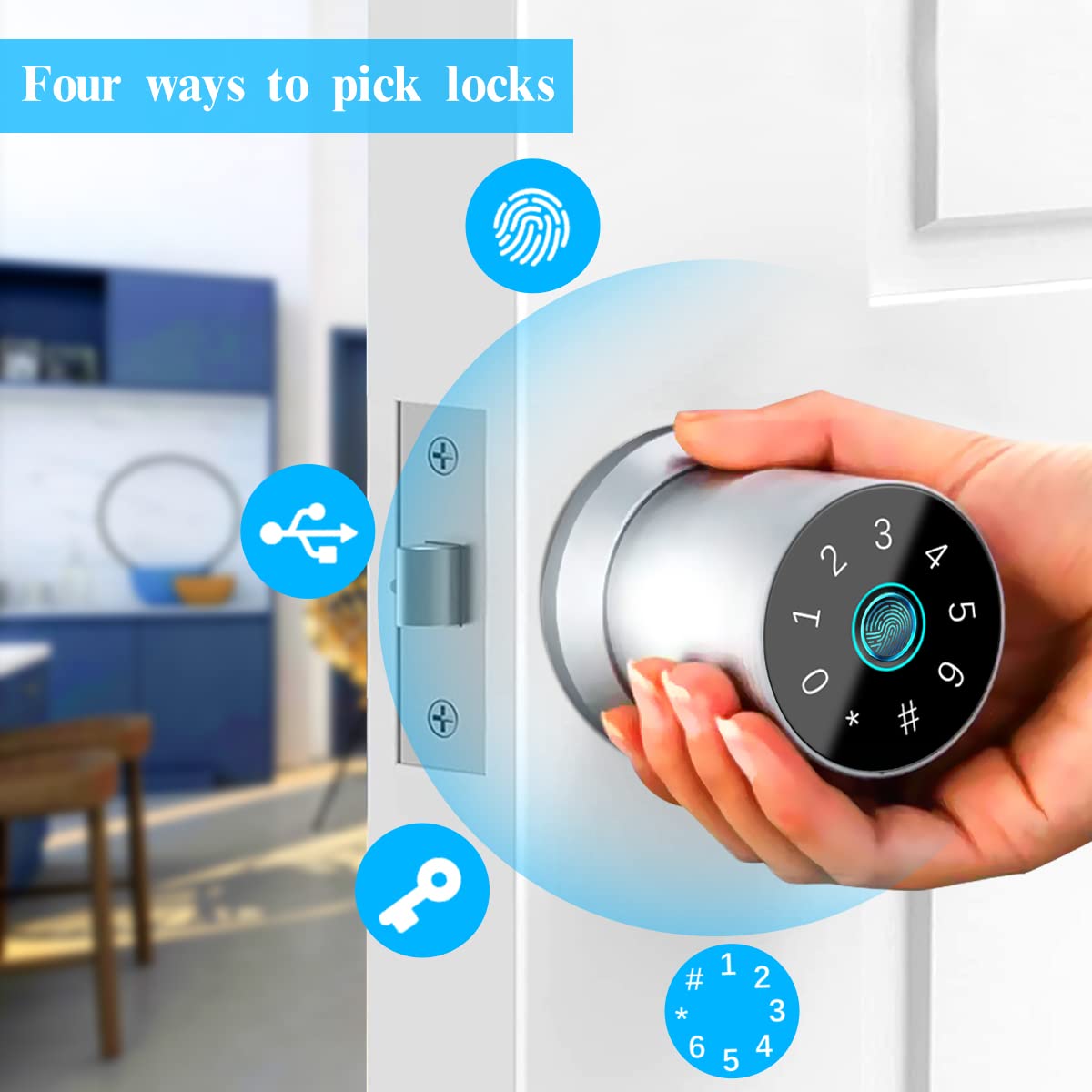 Smart Deadbolt Door Lock - Keyless Fingerprint & Touchscreen Entry, Digital Security Lock for Airbnb, Homes, Apartments, Hotels & Offices (Silver) | Secure Your Property with Advanced Biometric Technology