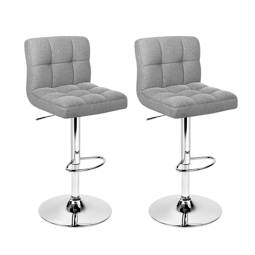 2 Pack Adjustable Height Leather Bar Stools with Gas Lift - Grey - Perfect for Kitchen Island, Home Bar, and Dining Room