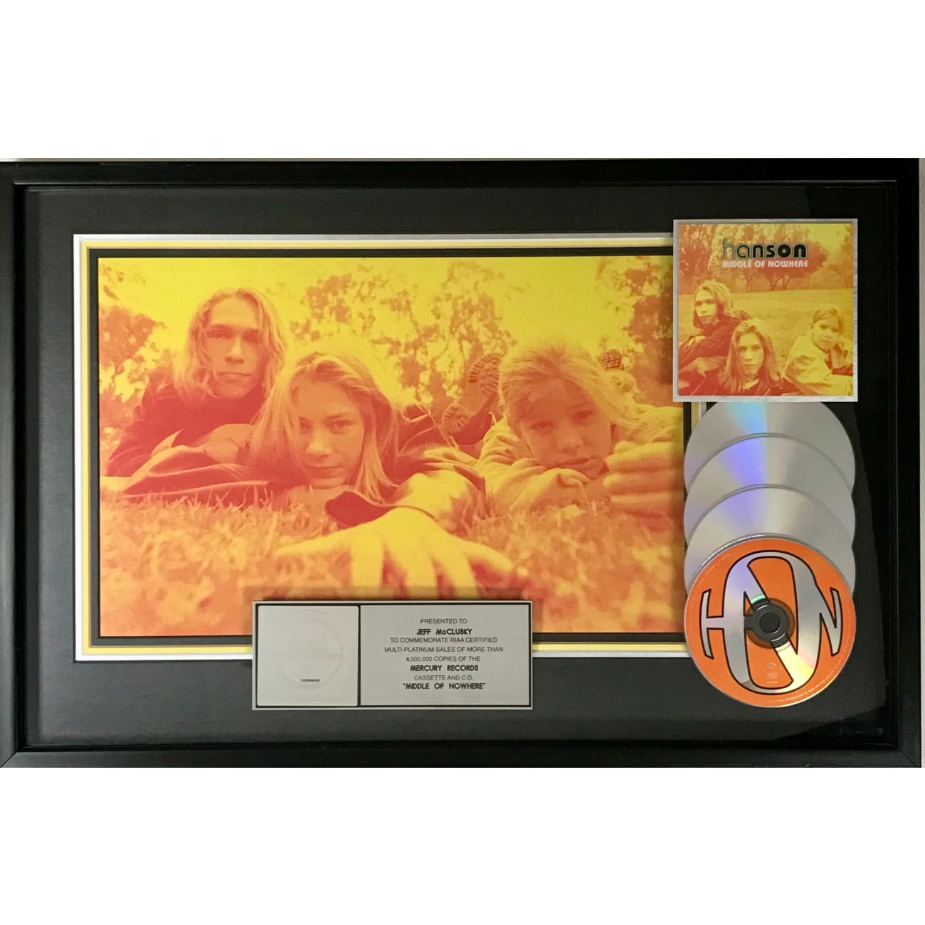 Hanson Middle Of Nowhere RIAA Certified 4x Multi Platinum Album Award - Perfect for Music Collectors, Fan Displays & Memorabilia Collections