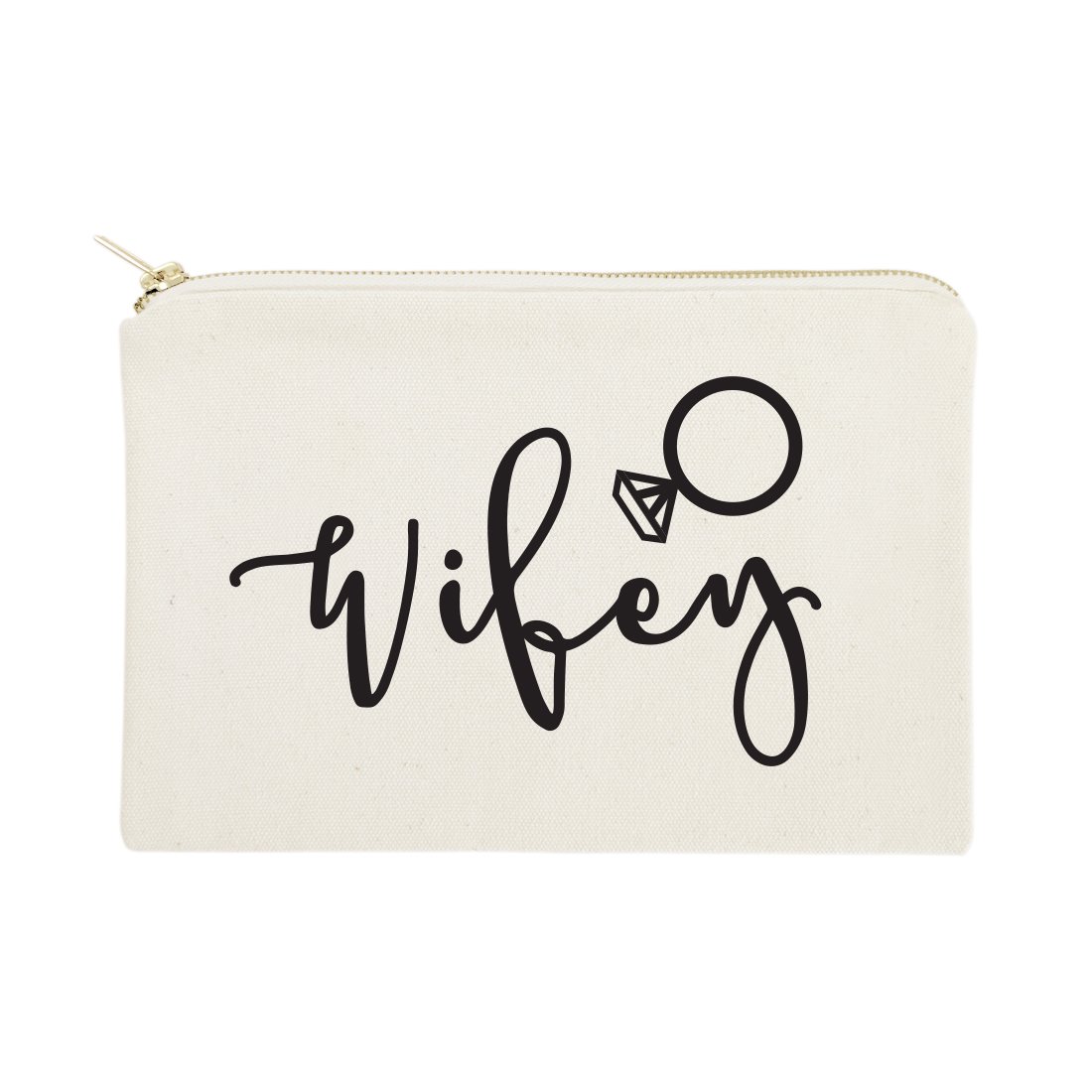 The Cotton & Canvas Co. Wedding Cosmetic Bag for Bride - Elegant Bridal Party Gift & Travel Makeup Pouch | Perfect for Honeymoon, Bachelorette Trips & Bridal Showers