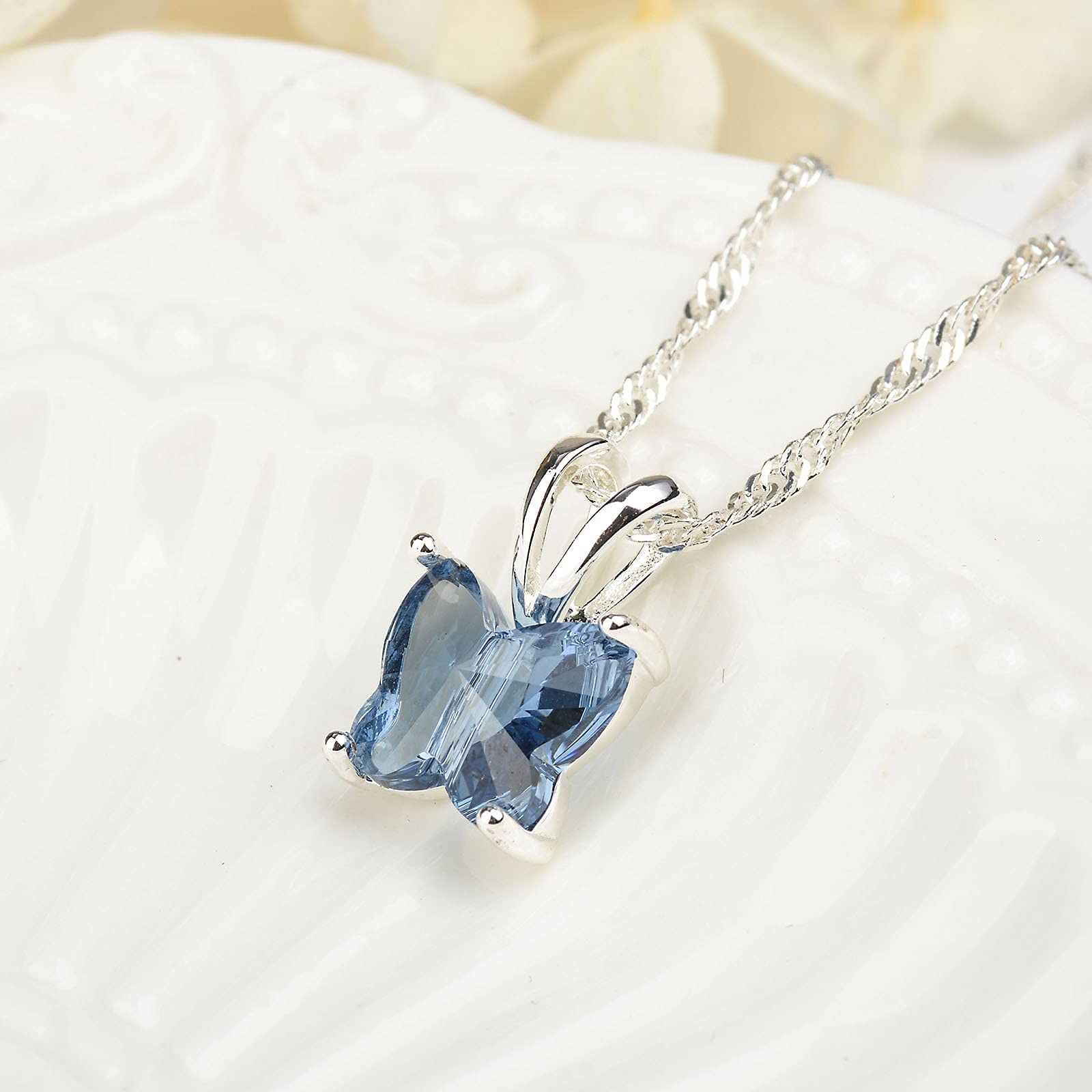 12 Month Birthstone Butterfly Necklace for Women - Premium Crystal Choker with Horoscope Pendant Charm, 16+2 Inch Adjustable Chain | Perfect Gift for Birthday, Anniversary & Special Occasions