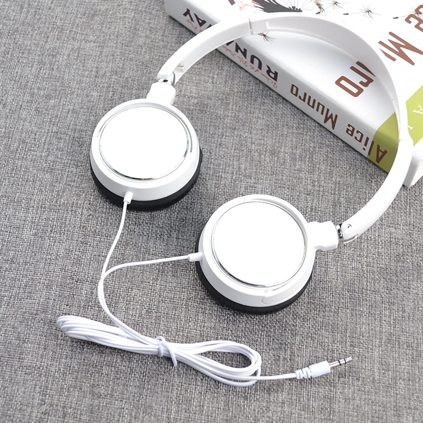 Universal Over-Ear HiFi Stereo Headphones with Noise Reduction - Wired Head-Mounted Headset for Mobile Phones (White) | Perfect for Gaming, Music, Movies & Office Work