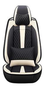 Premium Universal Car Seat Covers Full Set - 5 Seat PU Leather Cushion for Ford Everest 2004-2017 | Durable, Comfortable & Easy to Clean | Perfect for Family Road Trips, Daily Commute & Car Protection (Beige)