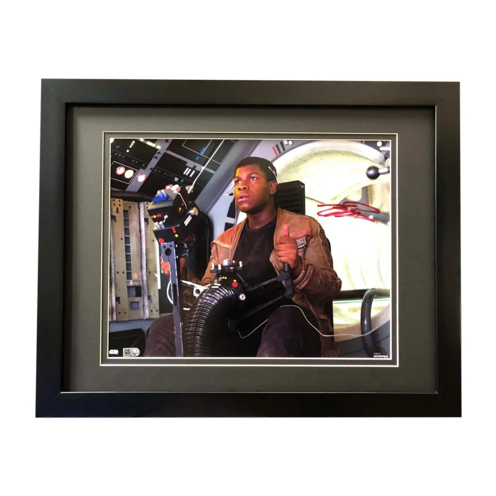 John Boyega Signed Star Wars 11x14 Photo - Framed Finn Autograph with Topps COA - The Force Awakens Collectible - Perfect for Star Wars Fans Display & Memorabilia Collection