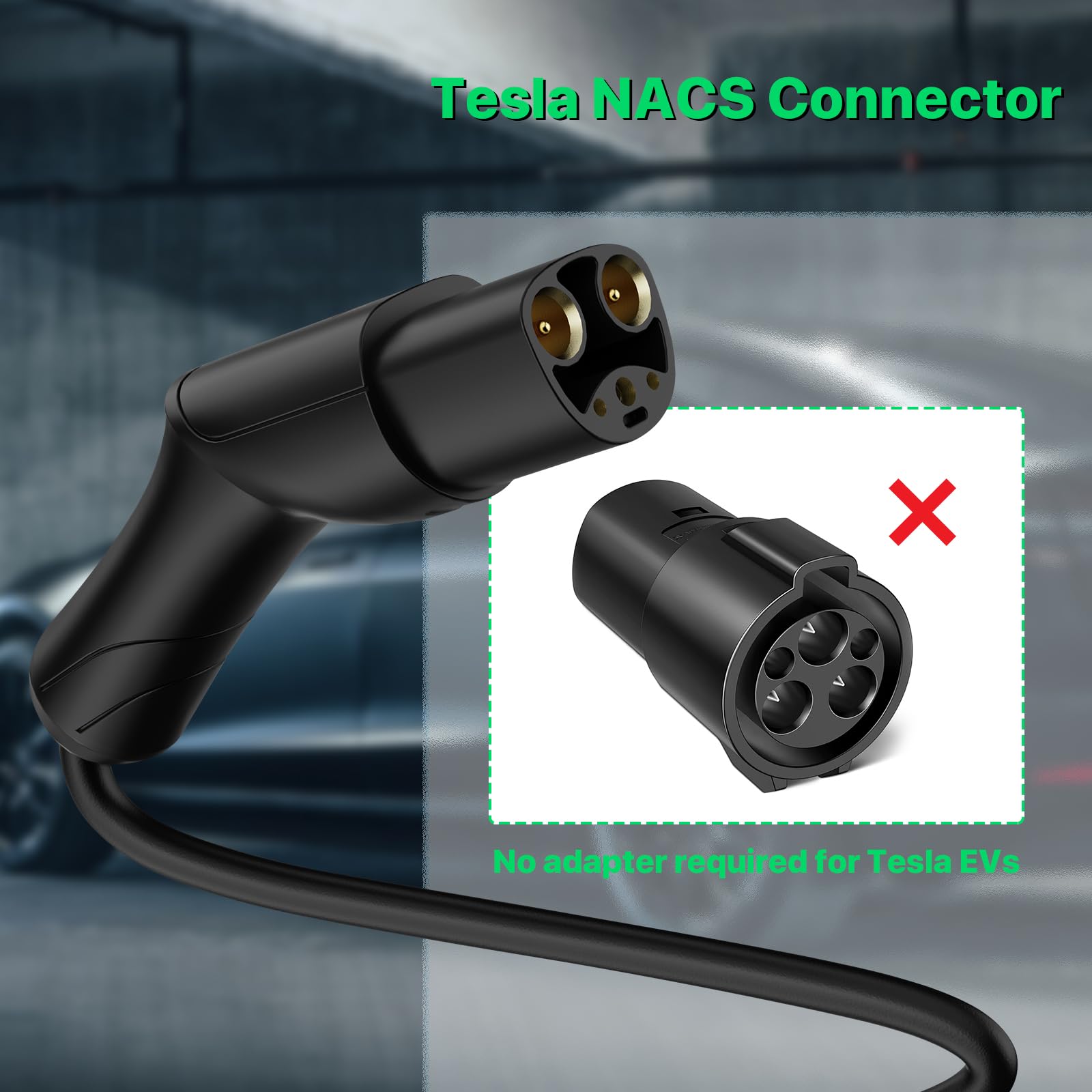 Tesla Level 2 EV Charger 32A 240V with NACS Connector & 14-50 Plug | 25ft Cable | Fast Charging for All Tesla Models & Electric Vehicles | Perfect for Home, Garage & Road Trip Charging