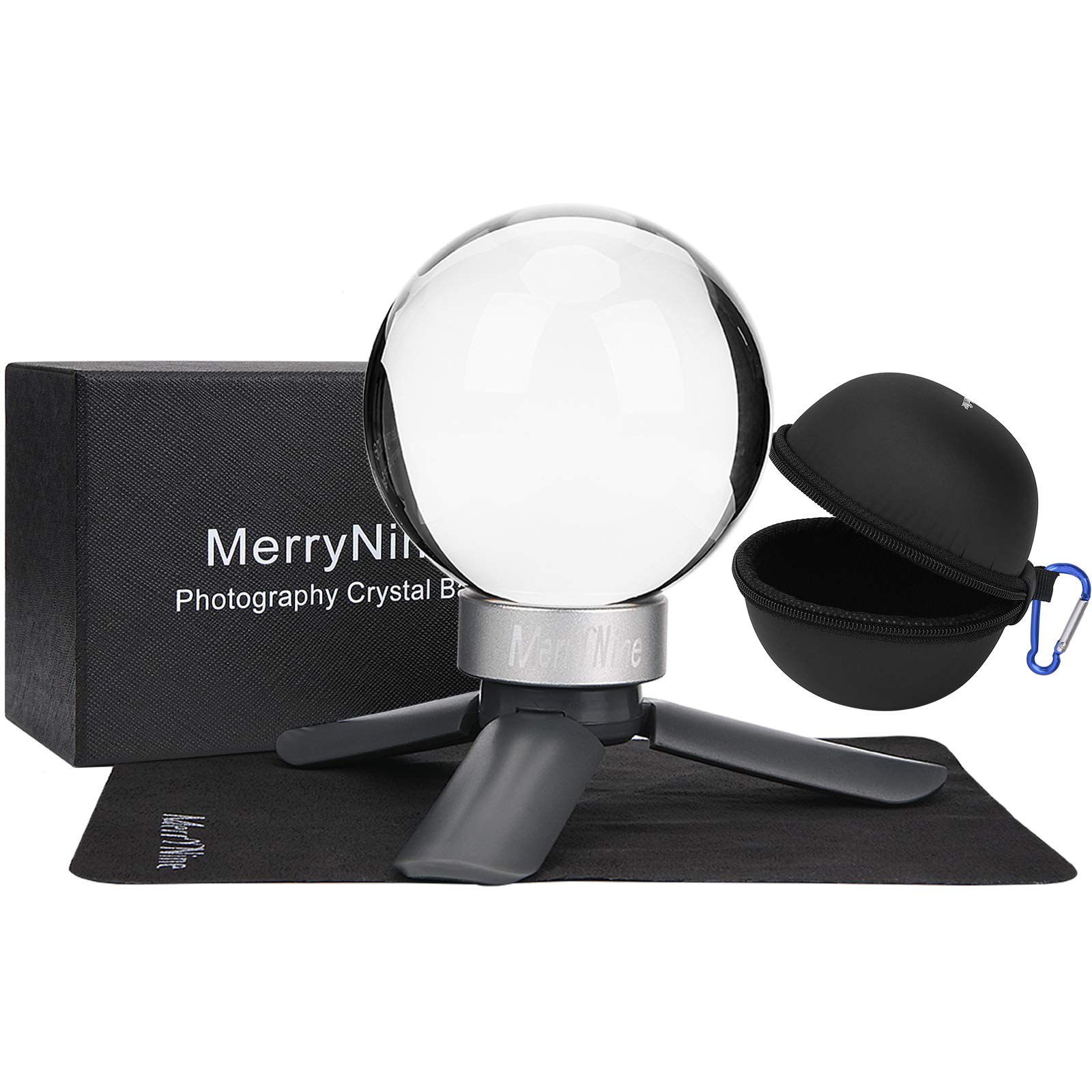 MerryNine K9 Crystal Photography Ball - 80mm High-Quality K9 Lens Crystal Ball with Mini Tripod, Universal Camera Mount & Pouch | Perfect for Light Spectrum Physics, Photography Teaching, Home Decor & Spiritual Meditation
