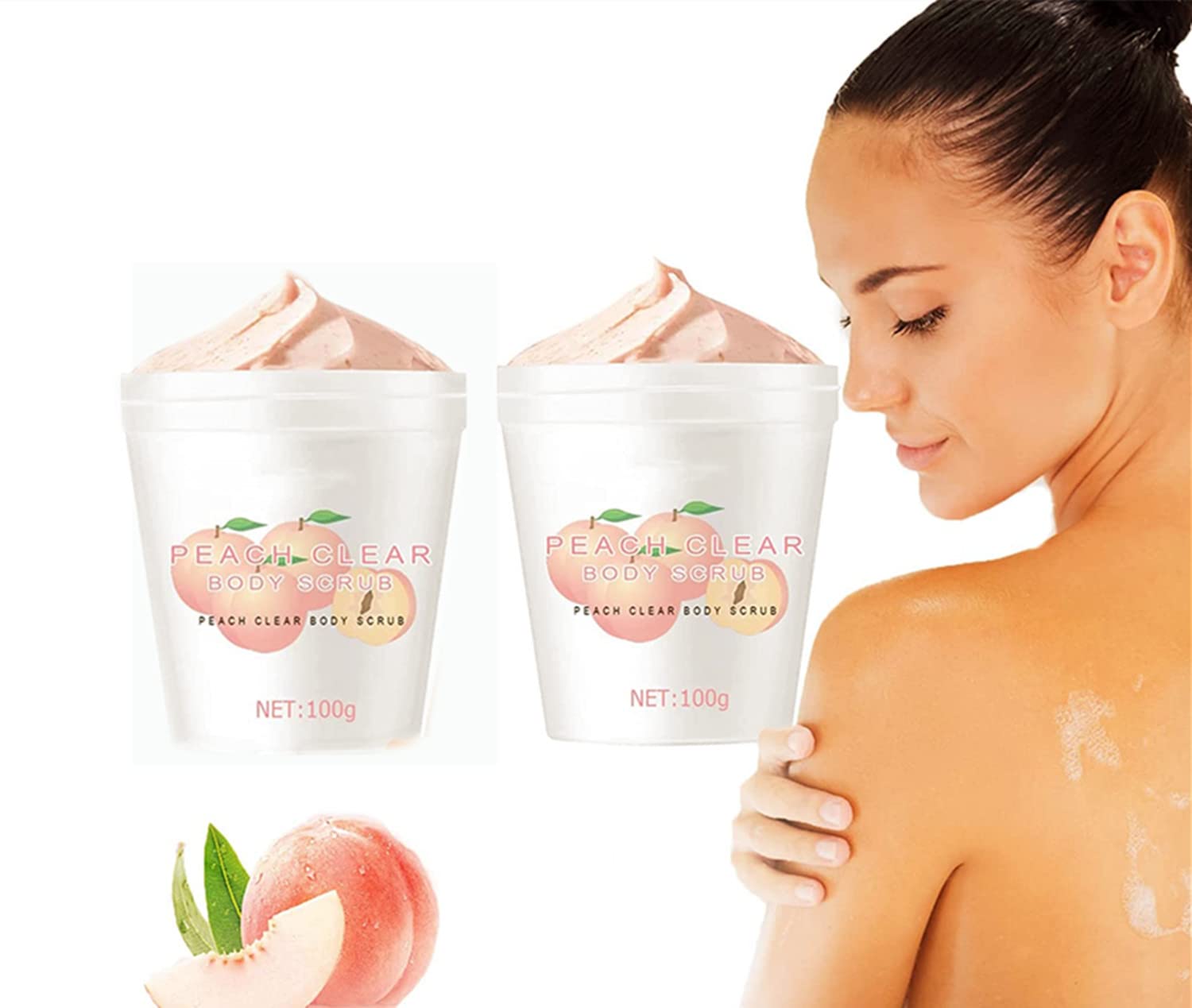 Gokame Peach Clear Body Scrub - Exfoliating & Brightening Scrub for Hyperpigmentation, Whitening Body Scrub for Smooth Skin on Face & Body (2 Pack) - Perfect for Daily Skincare Routine & Spa Day at Home
