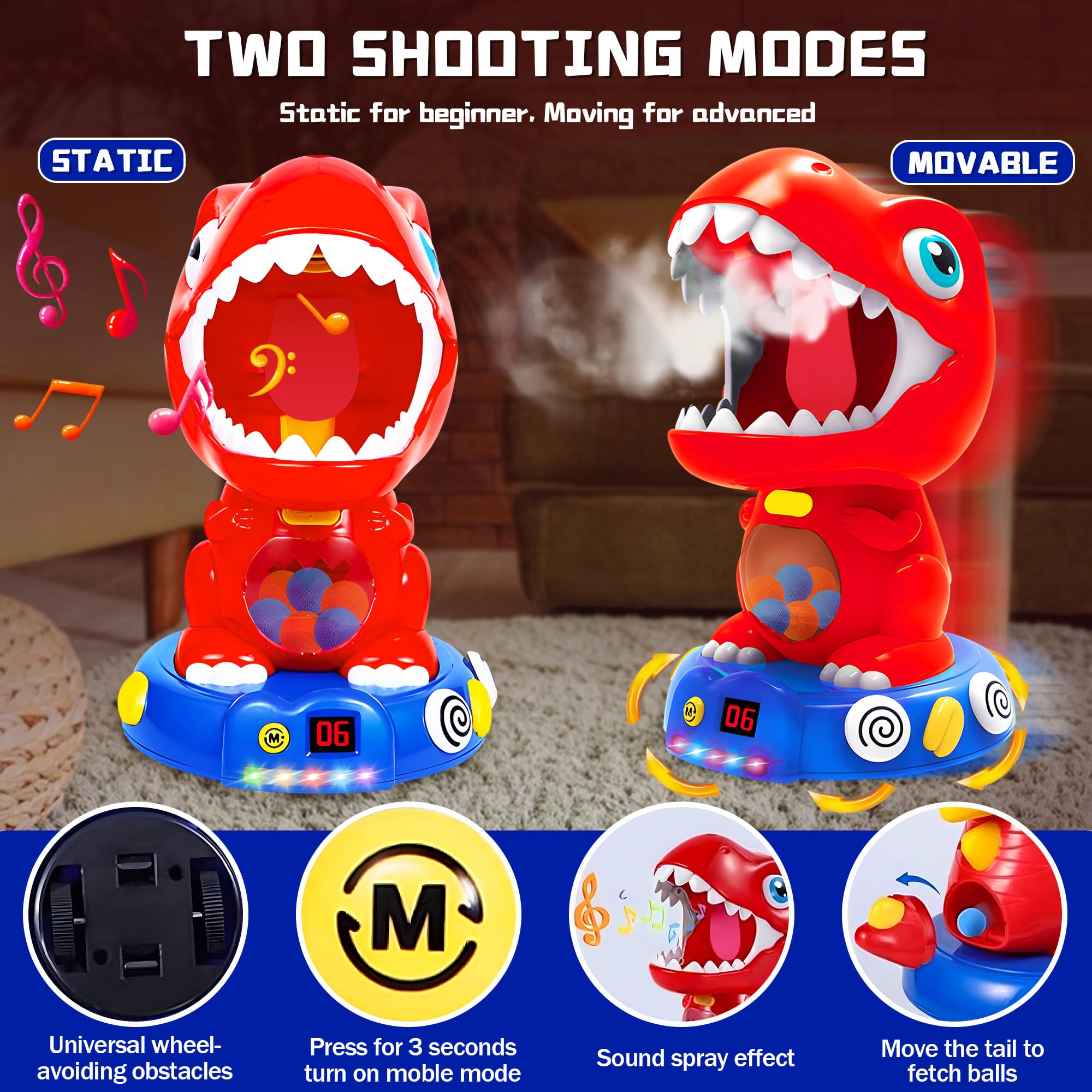 Dinosaur Shooting Toy with Sound & Spray Effects - Interactive Target Practice Game for Kids Ages 4-6+ | Perfect Gift for Boys & Girls | Fun Outdoor Play & Birthday Party Activity