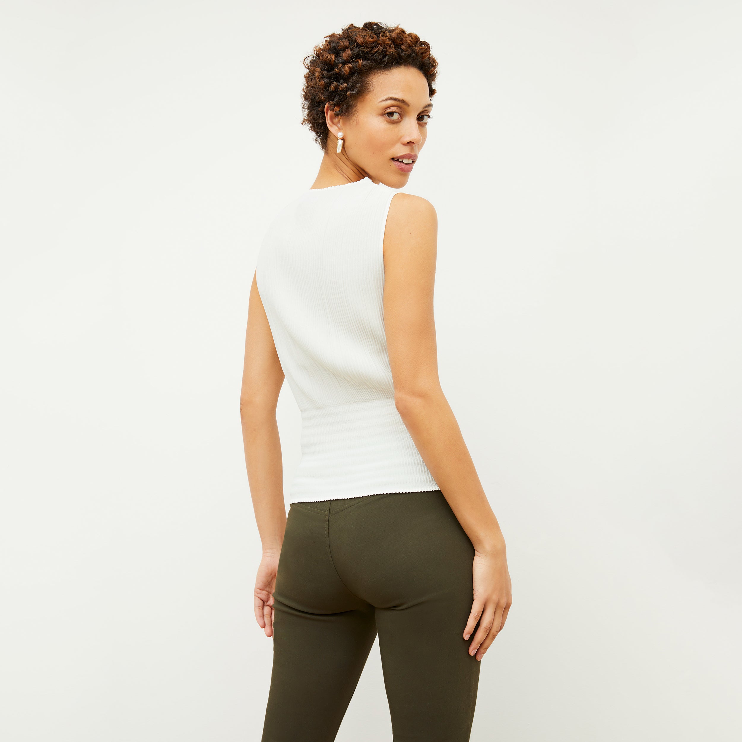 Foster Cigarette Pants for Women - PowerStretch High Waist Slim Fit Trousers in Dark Olive | Perfect for Work, Travel & Outdoor Activities