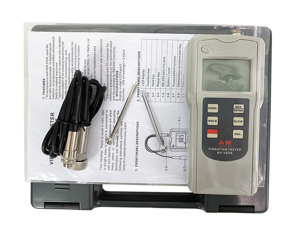 Digital Vibration Tester Meter - Portable Vibrometer with Piezoelectric Accelerometer for Mechanical Vibration Measurement | On-Site Industrial Equipment Monitoring & Machine Maintenance Tool
