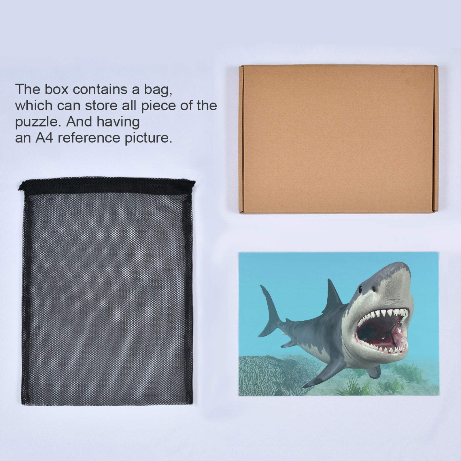Angry Shark Ocean Attack 500-Piece Jigsaw Puzzle for Kids & Adults - Colorful Marine Life Puzzle Game for Family Game Night & Educational Play