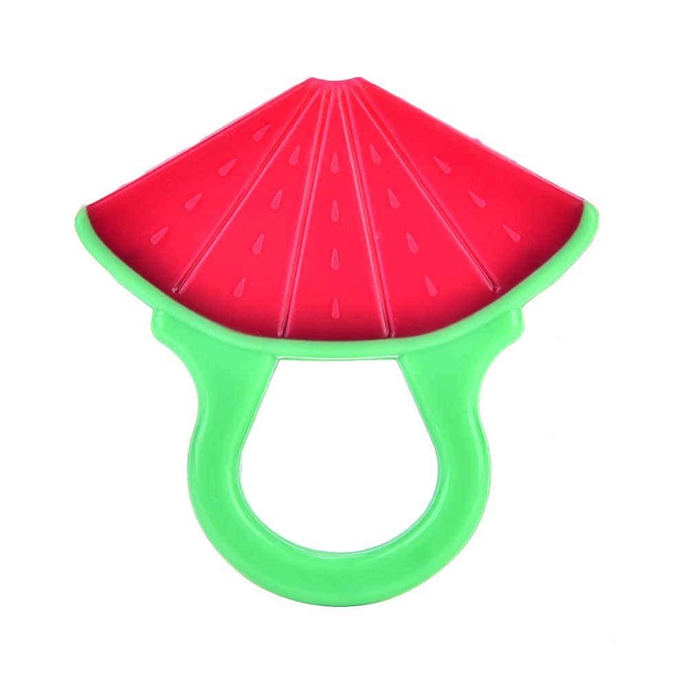 Joy Buzz Fruits Teether & Spoons Set - BPA-Free Silicone Baby Feeding Utensils for Infants 6+ Months | Soft, Safe Toddler Spoons in Red-Watermelon & Peach Colors | Perfect for Baby-Led Weaning, First Foods & On-the-Go Meals