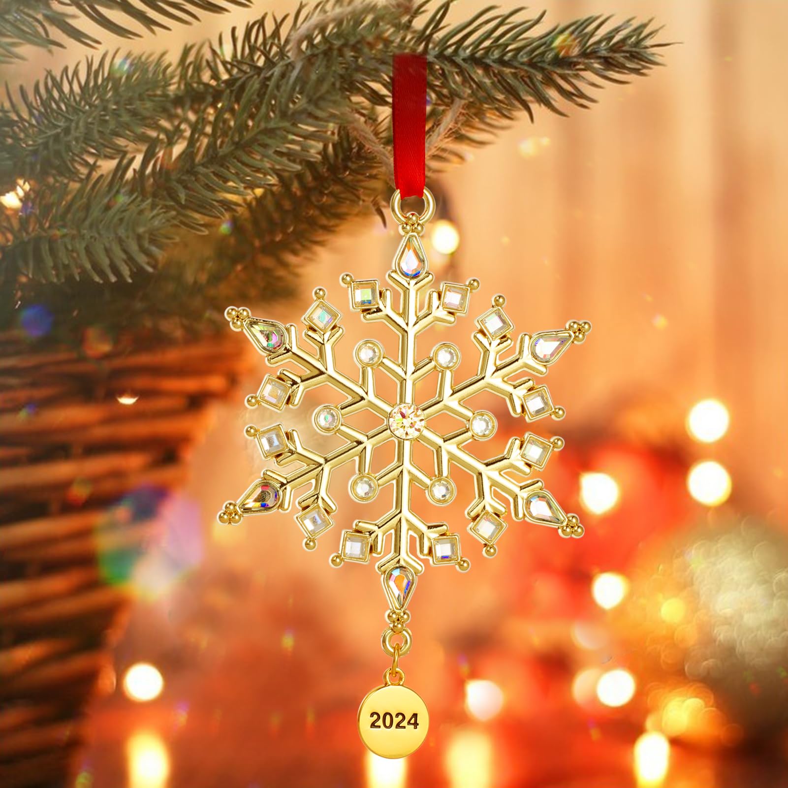 2024 Snowflake Ornaments for Christmas Tree Decorations - Holiday Hanging Snowflake Decor for Windows, Rooms & Gifts (Set with Keepsake Box) - Perfect for Xmas Parties, Home Decor & Festive Celebrations
