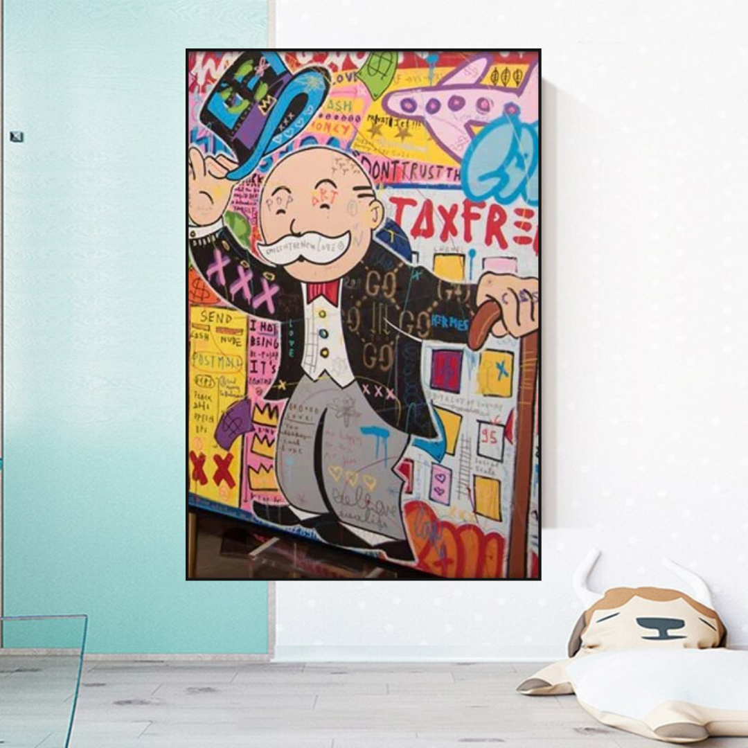 Alec Monopoly Canvas Wall Art Decor - Modern Pop Art Painting for Home & Office - Perfect for Living Room, Bedroom, and Office Wall Decor