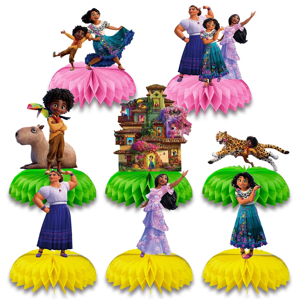 8pcs Honeycomb Balloon Party Decorations for Encanto Theme Birthday, Baby Shower, Wedding & Home Decor - Colorful Table Centerpieces for Party Supplies