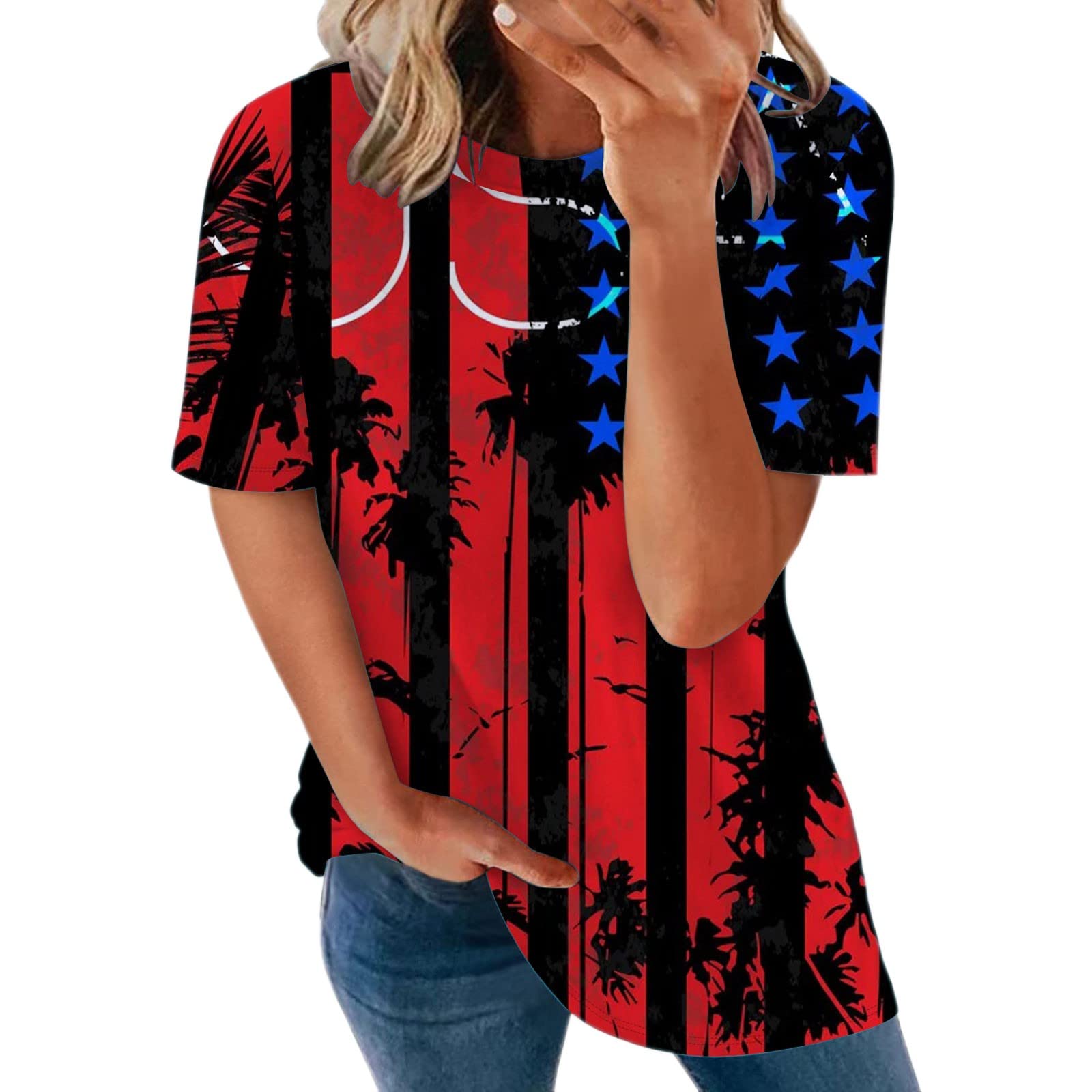 Women's Summer Tops - Short Sleeve Flowy Casual T-Shirts with O-Neck | Fashionable Tee Shirts for Everyday Wear, Beach Outings & Vacation Style