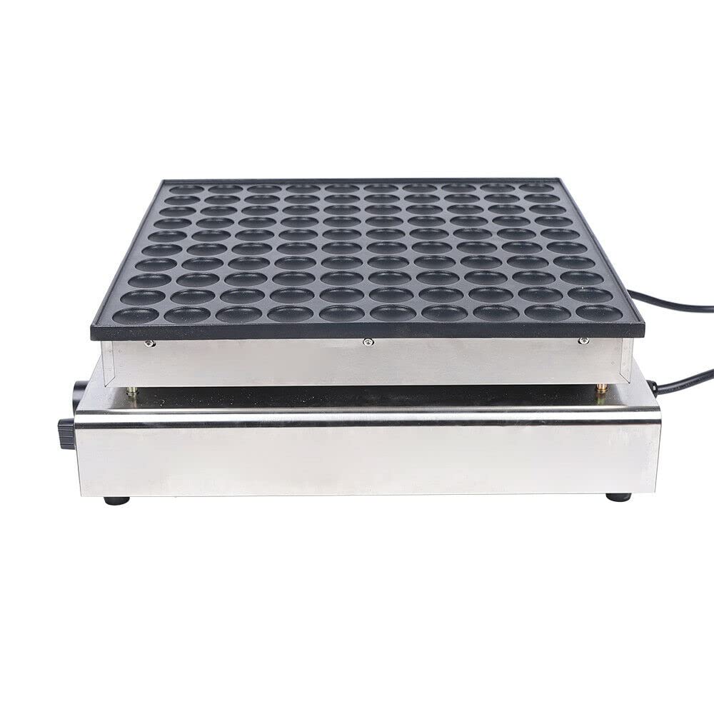 Commercial Mini Pancake Maker - 100Holes 1.8inch 3400W Electric Dutch Poffertjes Machine with Nonstick Surface & Adjustable Temp 50-300°C (122-572°F) - Perfect for Snack Bars, Restaurants, Breakfast Cafes & Home Cooking