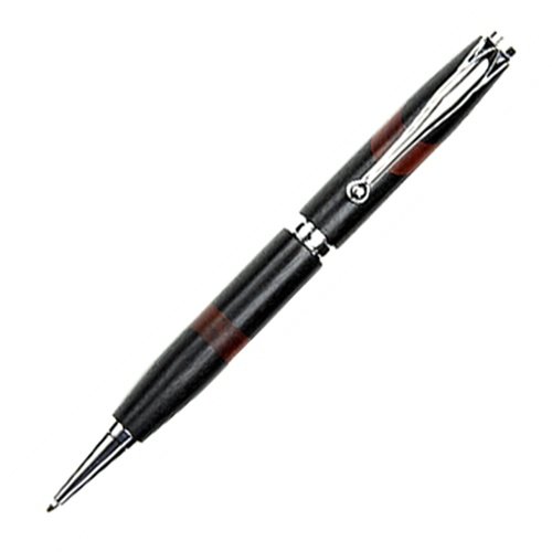 Lanier Pens Comfort Twist Pen - Rhodium Plated with Ebony & Red Heart Wood Inlays - Premium Writing Instrument for Office, Gifts & Collectors