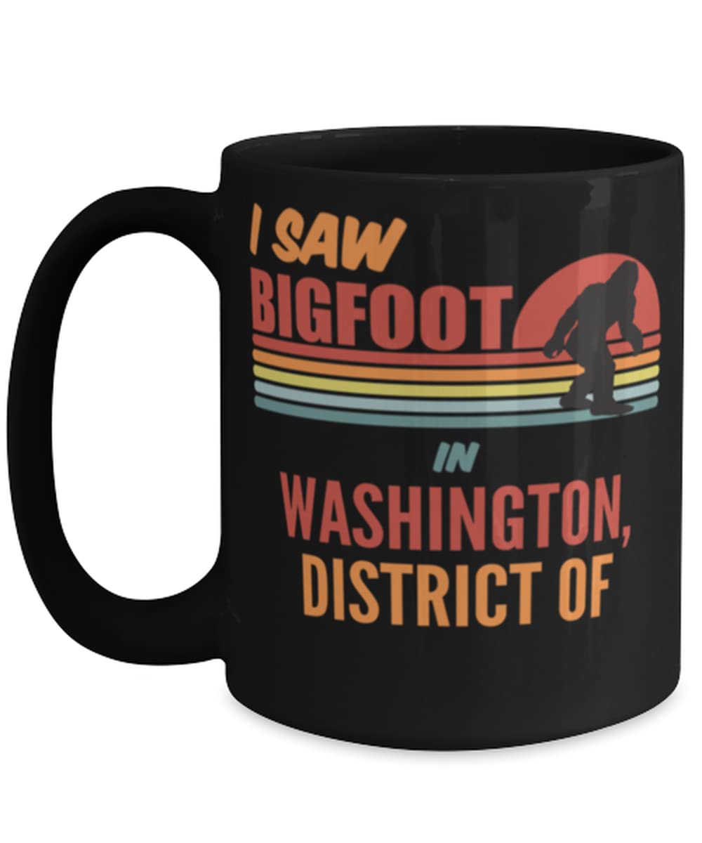 Bigfoot in Washington D.C. Novelty Coffee Mug - 15oz Black Ceramic Travel Mug - Perfect for Office, Camping & Gift Giving