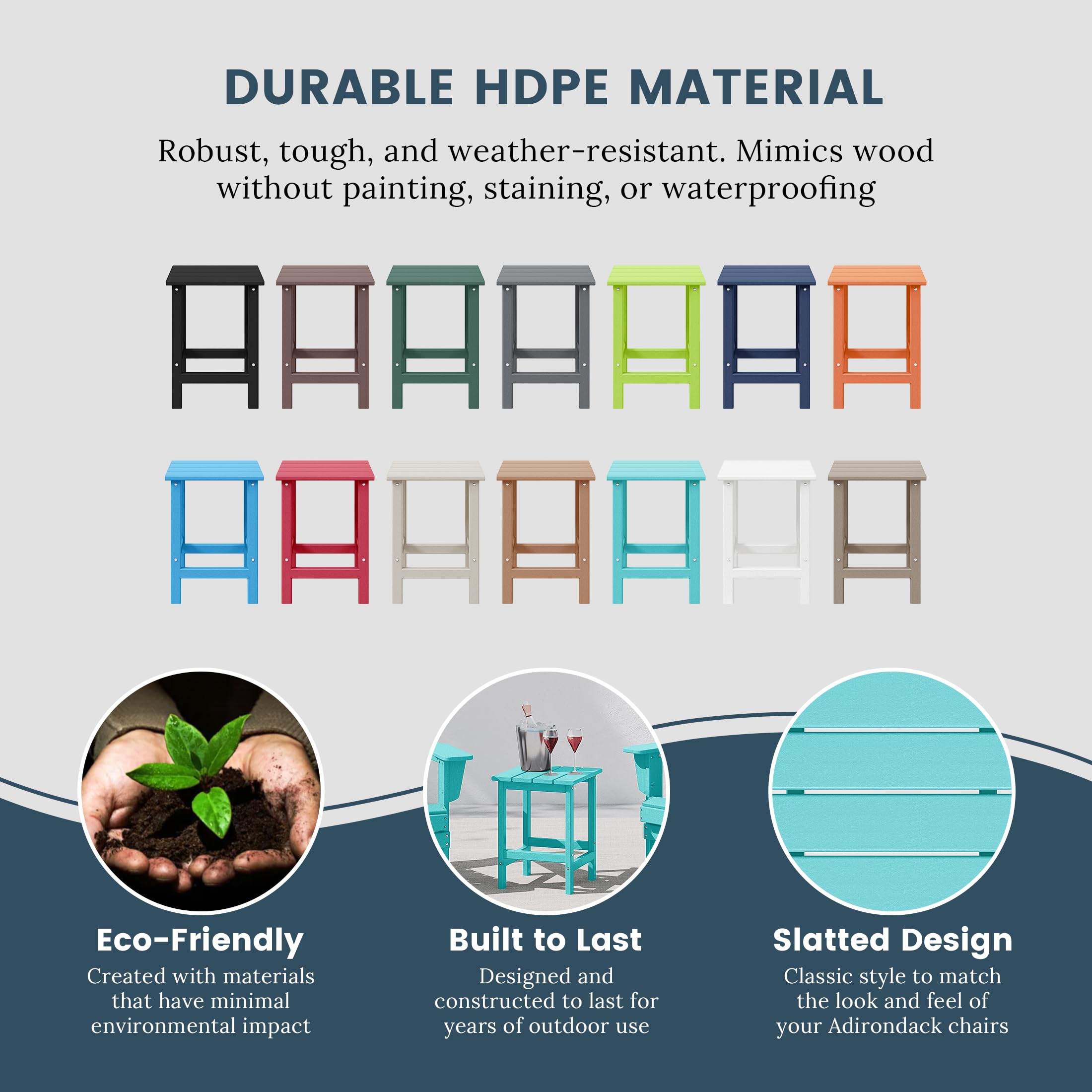 Premium HDPE Outdoor Adirondack Side Table - Weather & UV Resistant Square End Table for Patio, Backyard, Balcony, Porch, Garden, Deck - Turquoise - Perfect for Outdoor Relaxation & Entertaining