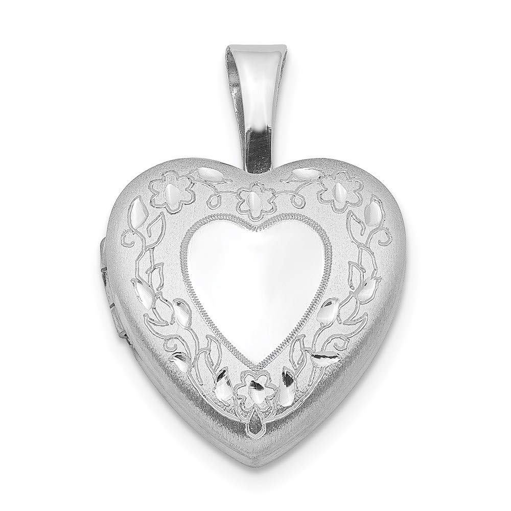 Ryan Jonathan Sterling Silver Heart Locket Necklace - 12mm Floral Border Pendant for Women, Gift for Her, Valentine's Day, Anniversary & Special Occasions