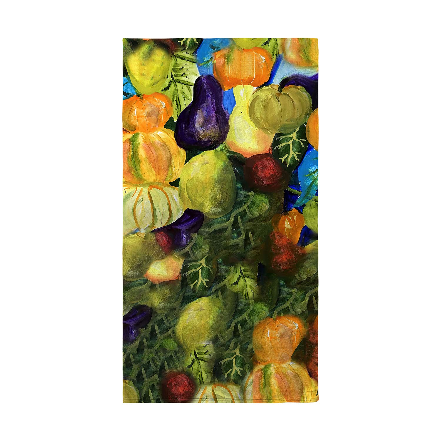 Betsy Drake Gourds II Beach Towel - Large Soft Absorbent Quick-Dry Towel for Pool, Beach, Yoga & Travel - Tropical Summer Design