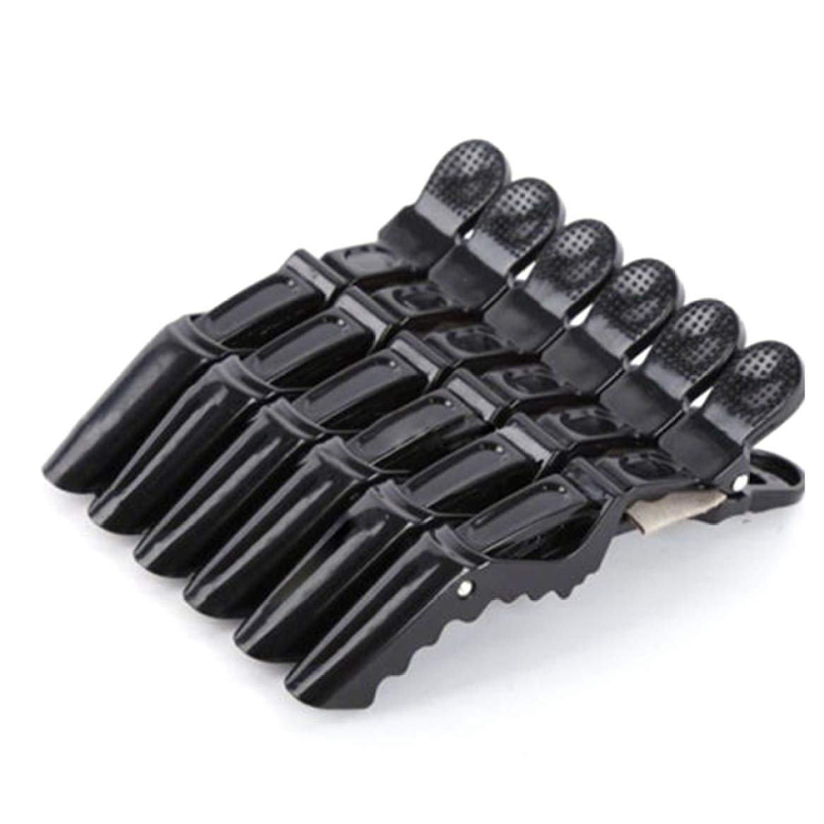 DEXO Professional Hair Clips for Styling - 6 Pack Black Salon Crocodile Hair Clamps, Sectioning Grips for Hairdressing & Hair Accessories - Perfect for Salon Stylists, Home Haircuts & DIY Hairstyles
