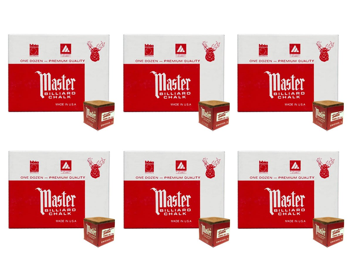 Premium Masters GOLD/TAN Billiard Cue Chalk - 12-Pack (6 Dozen) for Professional Pool Players & Home Game Rooms