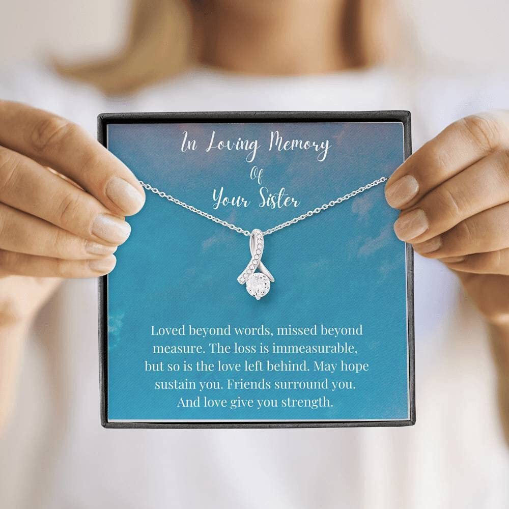 Handmade Memorial Necklace - Personalized Sister Gift in White & Gold for Loving Memory