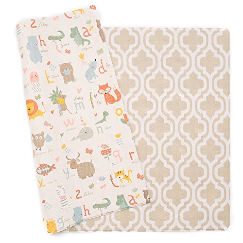 Premium Baby Play Mat - Non-Toxic, Waterproof & Soft Foam Floor Mat for Infants & Toddlers - Moroccan Beige Design - Medium Size - Perfect for Nursery, Playroom & Daycare Safety