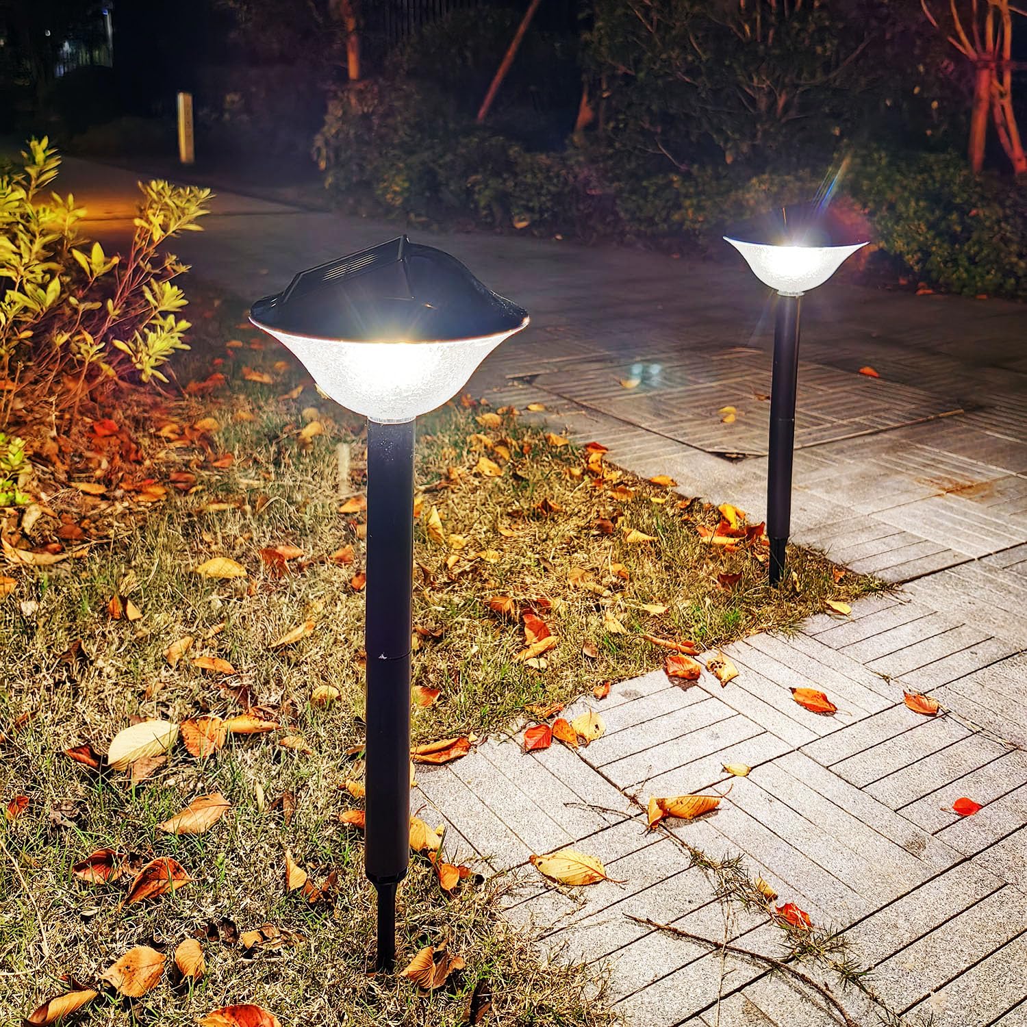 40LED Solar Pathway Lights Outdoor Waterproof - 2-in-1 Warm White (4000K) & Cool White (7000K) - IP65 Solar Driveway & Garden Lights - 12 Hours Runtime - Perfect for Yard, Backyard, Walkway & Landscape Lighting (2 Pack)