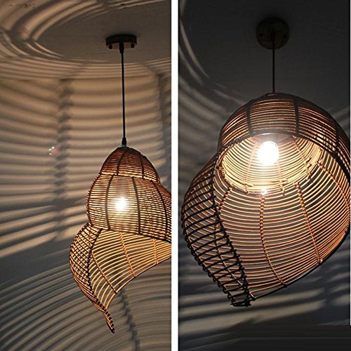 Rattan Snail Ceiling Pendant Light - Modern Farmhouse Dining Room Chandelier, Creative Garden & Study Room Hanging Lamp for Cafe, Restaurant, and Home Decor (Coffee Brown) - Perfect for Boho, Coastal, and Rustic Interior Design Styles