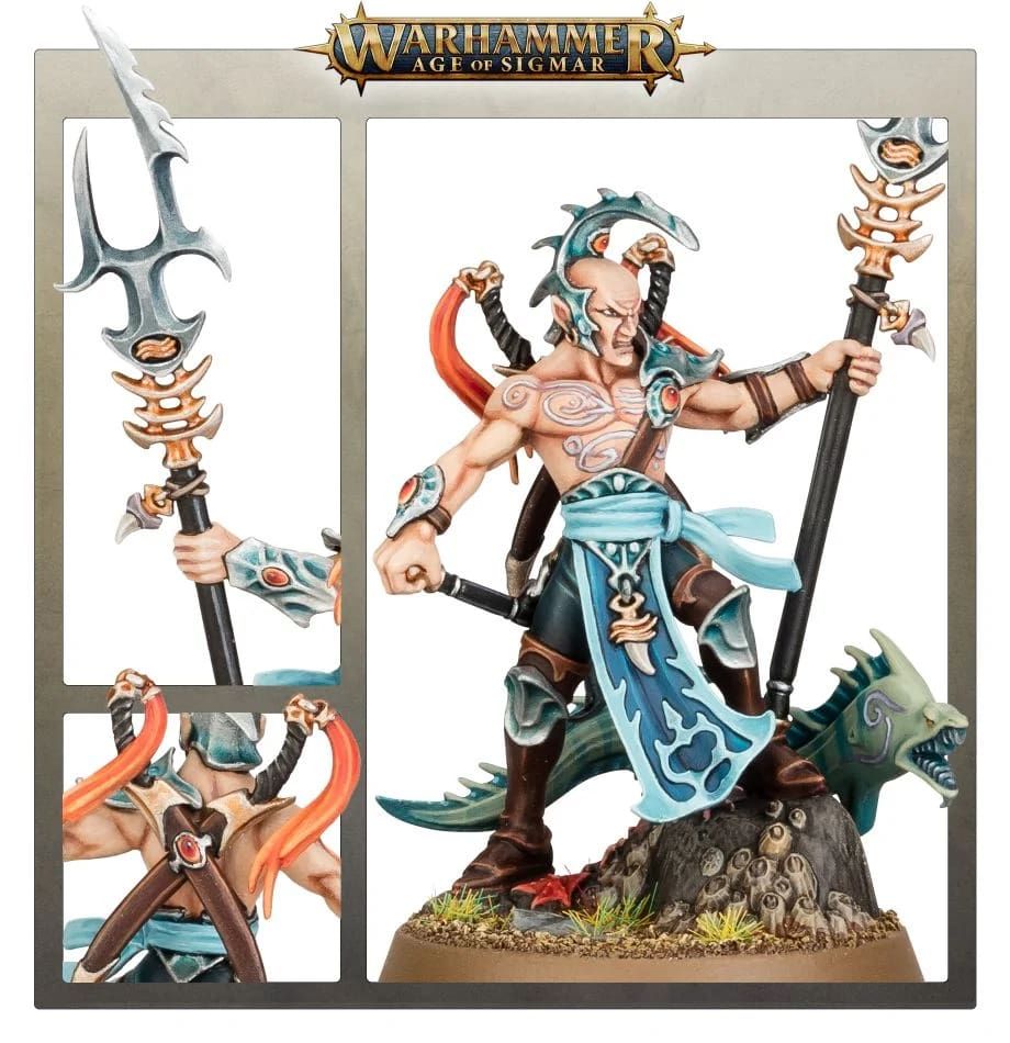 Age of Sigmar Idoneth Deepkin Akhelian Thrallmaster - Warhammer Miniature for Tabletop Gaming & Collecting | Perfect for Fantasy Battles and Display