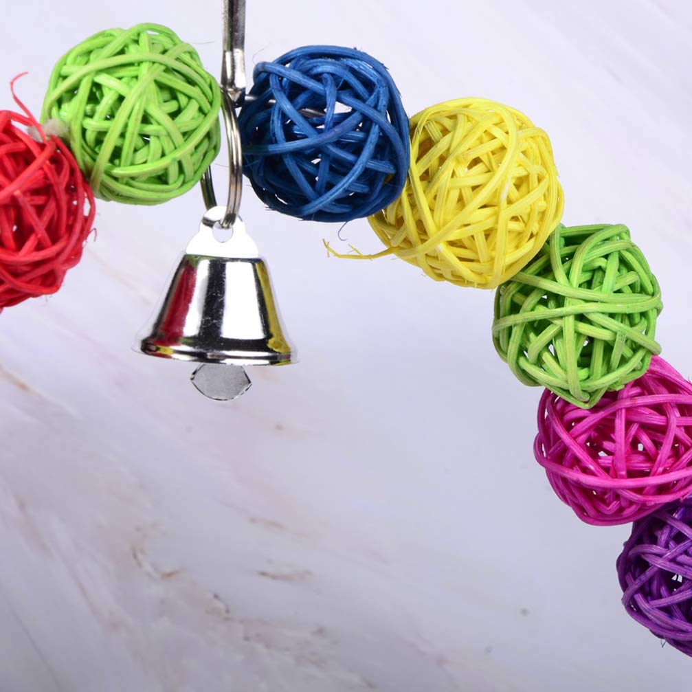 Balacoo 2-Pack Parrot Chew Toys with Bell - Natural Rattan Bird Chewing Balls for Parrots, Budgies & Parakeets - Fun Interactive Pet Bird Toys for Cage Play & Mental Stimulation