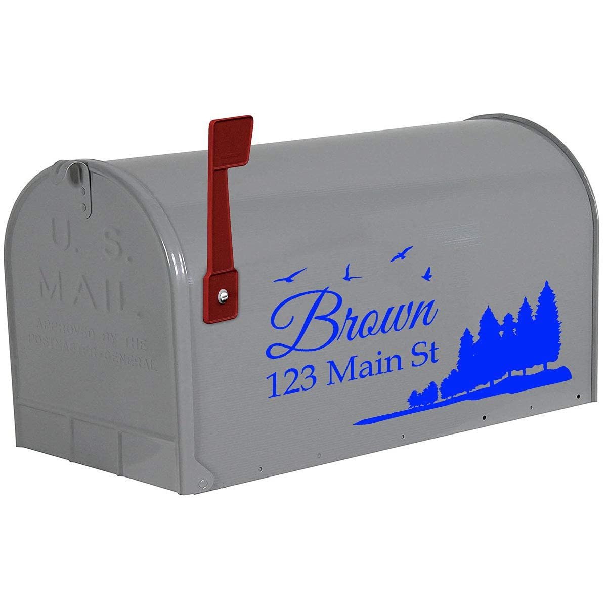 VWAQ Custom Mailbox Address Decal - Personalized Family Name Sticker for Home Decor - CMB29 (Blue) | Perfect for Mailbox, Front Door & House Number Sign