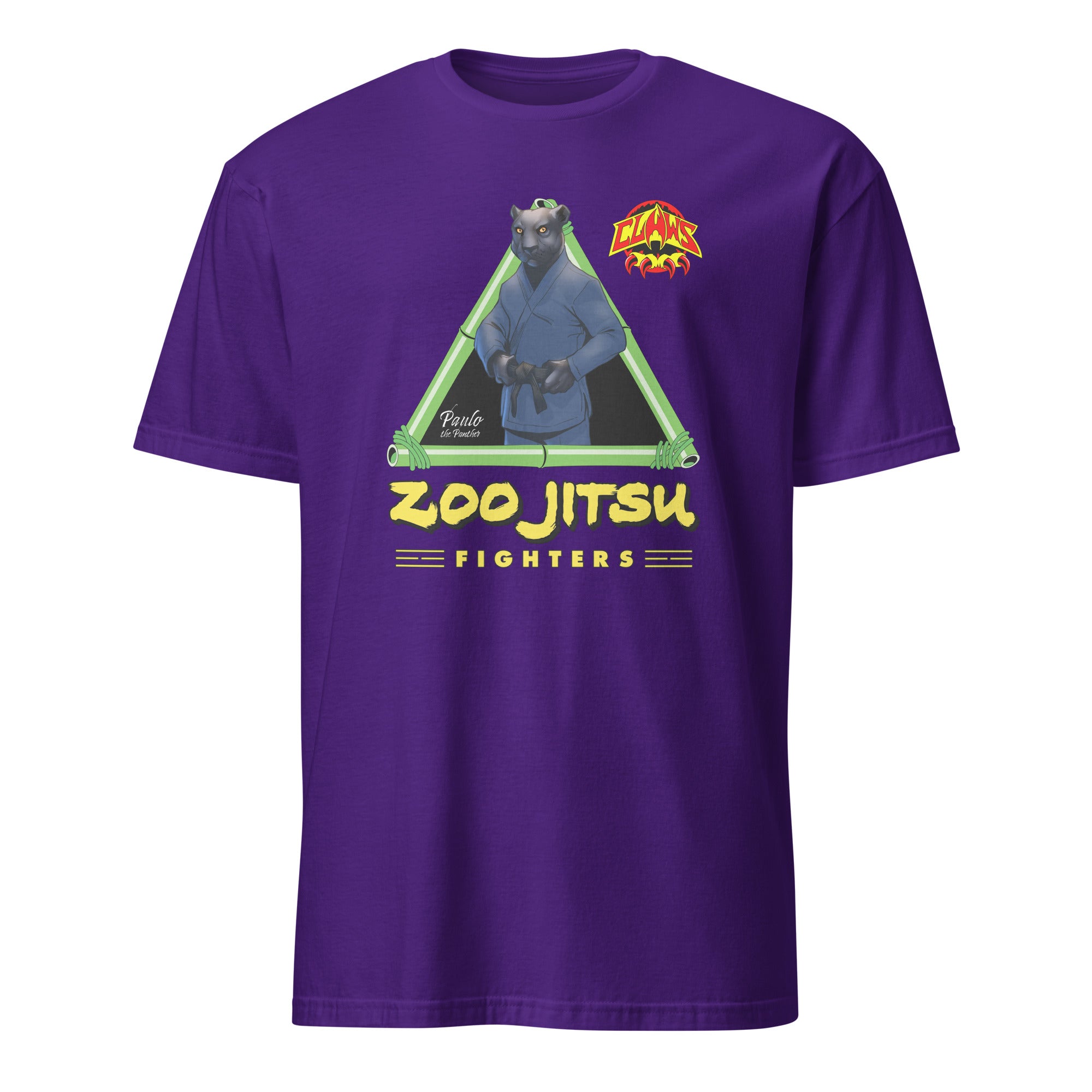 Zoo Jitsu Fighters Paulo the Panther Graphic Tee - Unisex Short Sleeve Cotton T-Shirt for Martial Arts Fans & Animal Lovers - Perfect for Training, Gyms, and Casual Wear