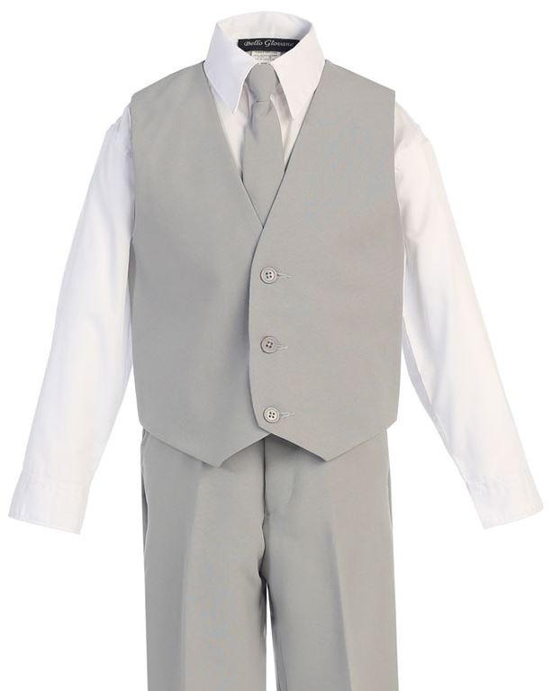 Classic Slim Light Gray Boys Suit for Weddings, School Events & Formal Occasions