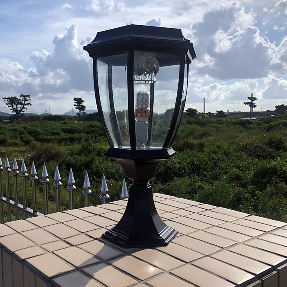Solar LED Deck Post Lights Outdoor - Waterproof IP55 Modern Post Cap Lantern for Garden, Patio, Fence, Villa & Gate Pillars (Black) - Perfect for Pathway Lighting, Landscape Accents & Nighttime Safety