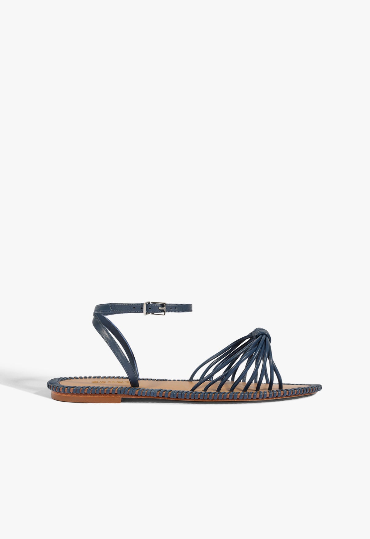 Livia Blue Leather Flat Sandals for Women - Comfortable Casual Summer Shoes for Beach, Walking & Outdoor Activities