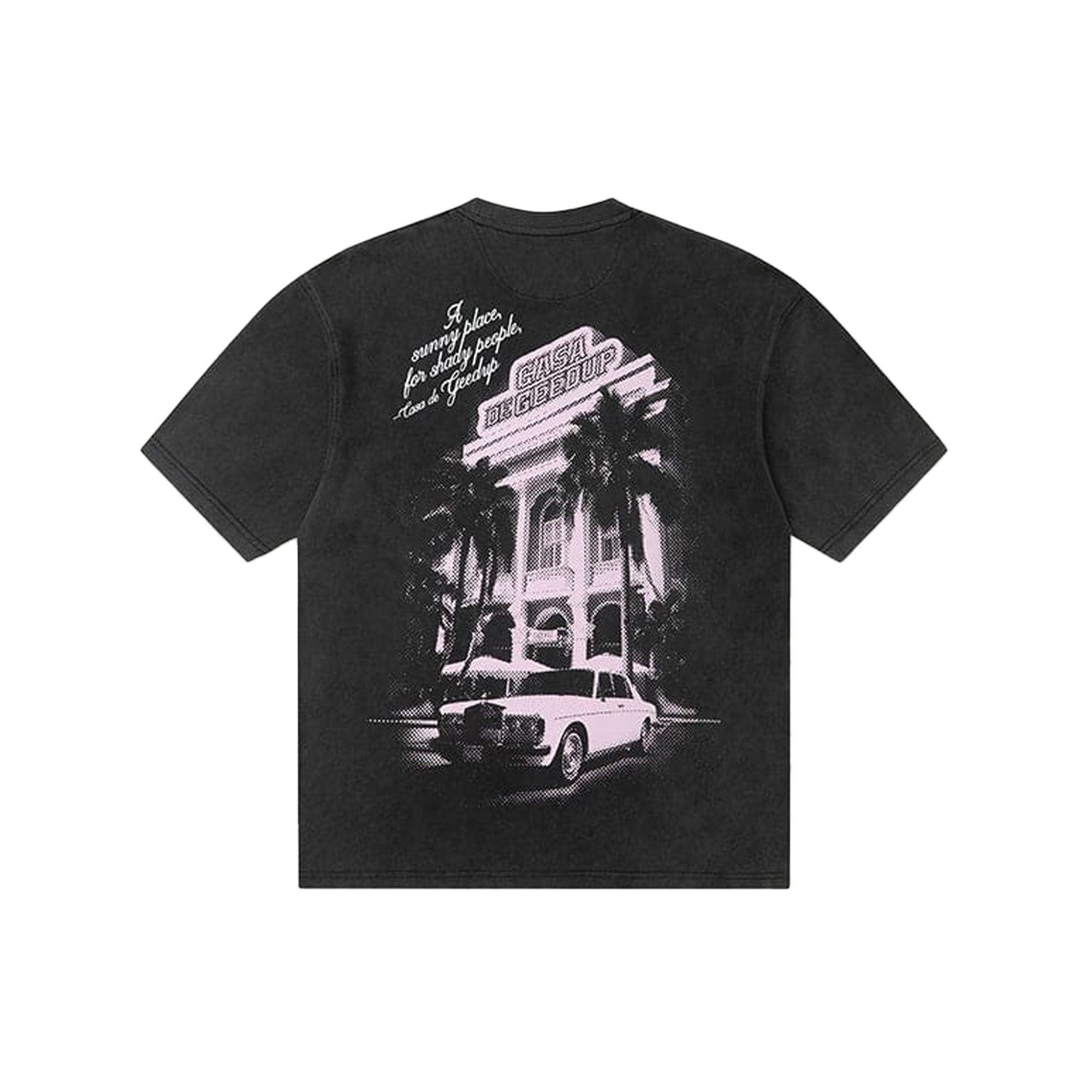 Geedup Co Casa De Geedup Graphic T-Shirt - Charcoal & Pink Cotton Tee for Men & Women | Streetwear, Casual Outfits, Music Festivals