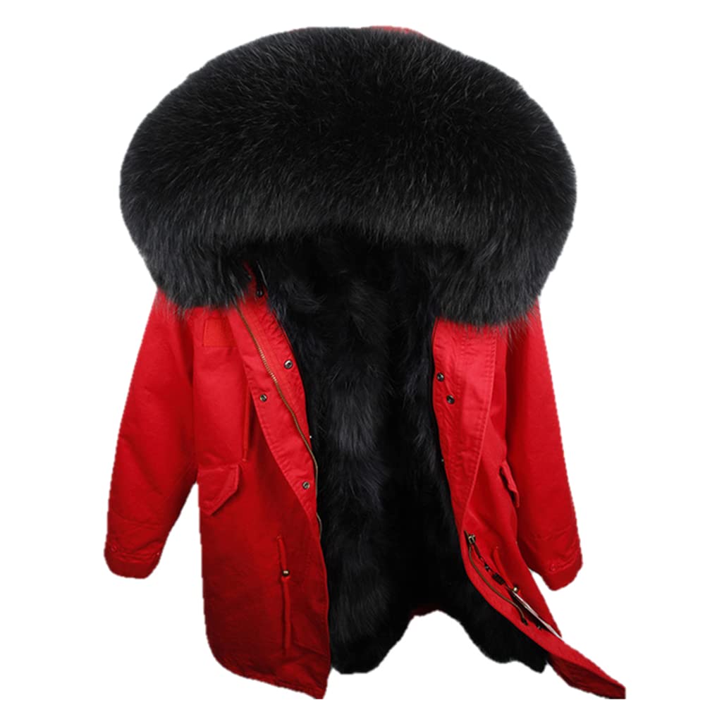 Luxury Women's Winter Parka with Real Fox Fur Lining - Warm Long Coat for Outdoor Activities | Perfect for Skiing, Snowboarding & Cold Weather Fashion