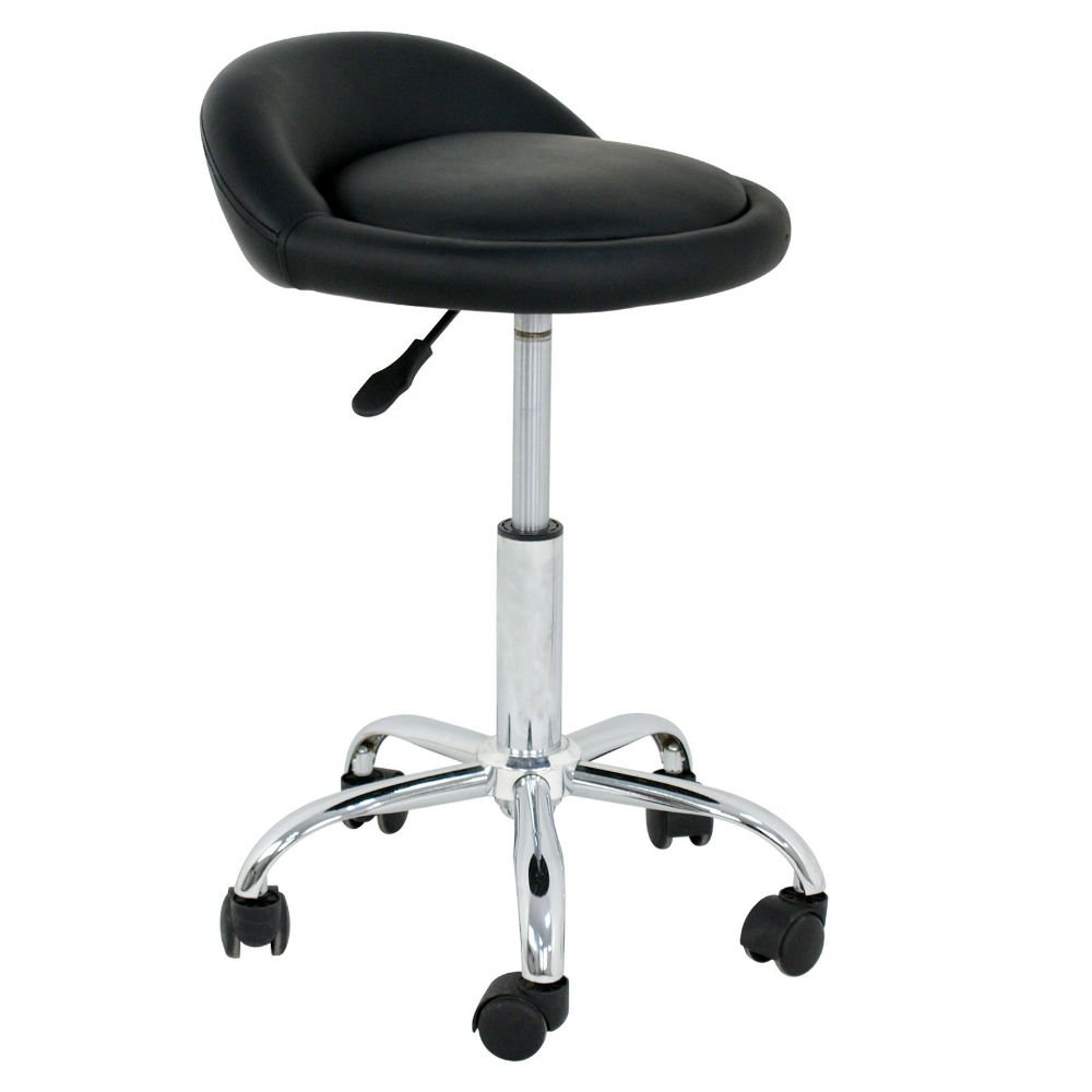 Adjustable Rolling Swivel Stool with Wheels - Black Salon Stool for Tattoo, Facial, Massage & Spa - Perfect for Beauty Salons, Tattoo Studios & Home Use