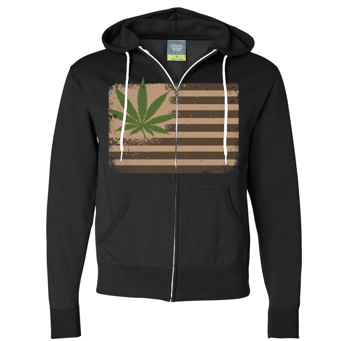 USA Pot Leaf Hemp Flag Zip-Up Hoodie by Dolphin Shirt Co | Hippie Style, Festival Wear & 420 Celebration Apparel