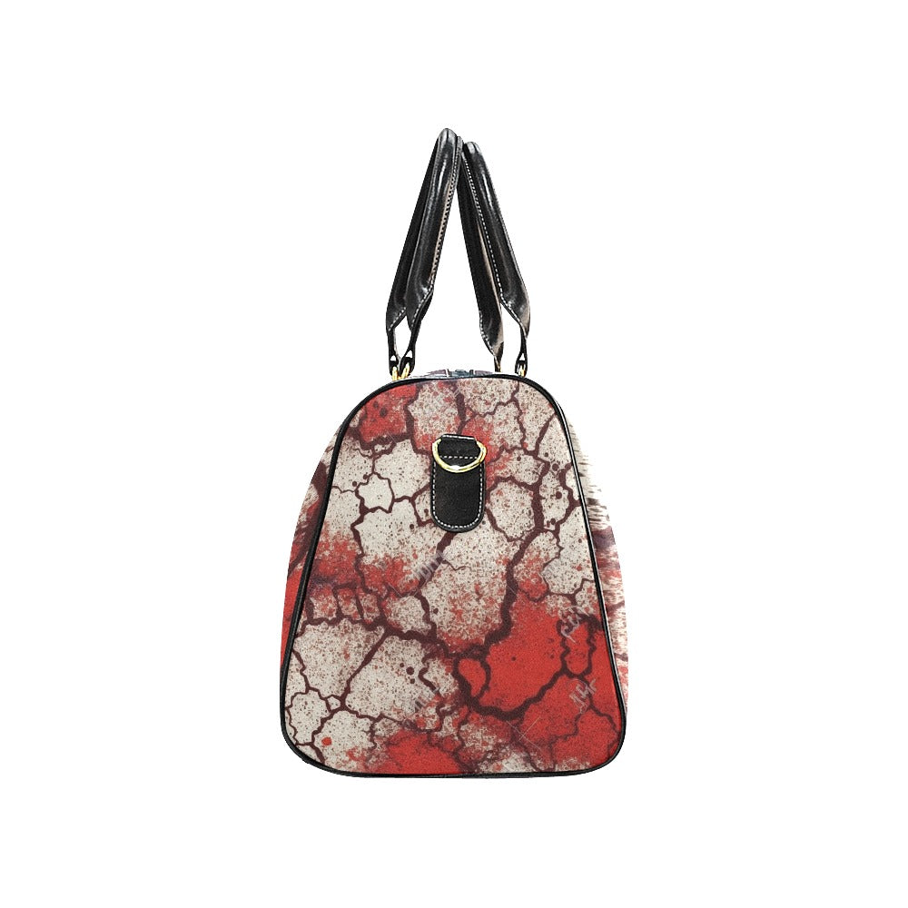 Premium Cracked Red and White Stone Pattern Large Travel Bag - Durable Carry-On Luggage for Business Trips, Vacations & Weekend Getaways