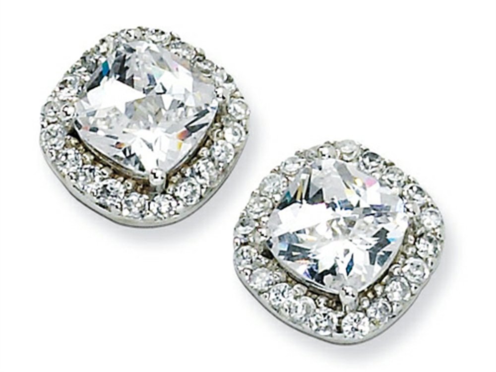 Sterling Silver Rose-Cut CZ Square Post Earrings for Women - Hypoallergenic Cubic Zirconia Stud Earrings - Perfect for Everyday Wear, Work & Special Occasions