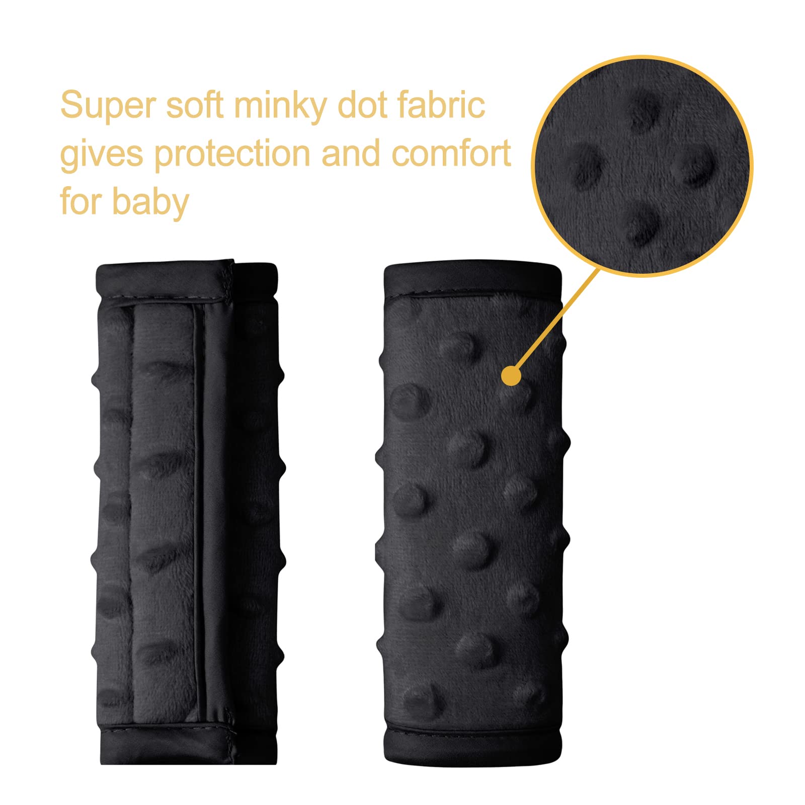 Pro Goleem Soft Baby Car Seat Strap Covers - Universal Shoulder Pads for Car Seats, Strollers & Pushcars - Black - Ideal for Comfort & Safety on Road Trips & Daily Commutes