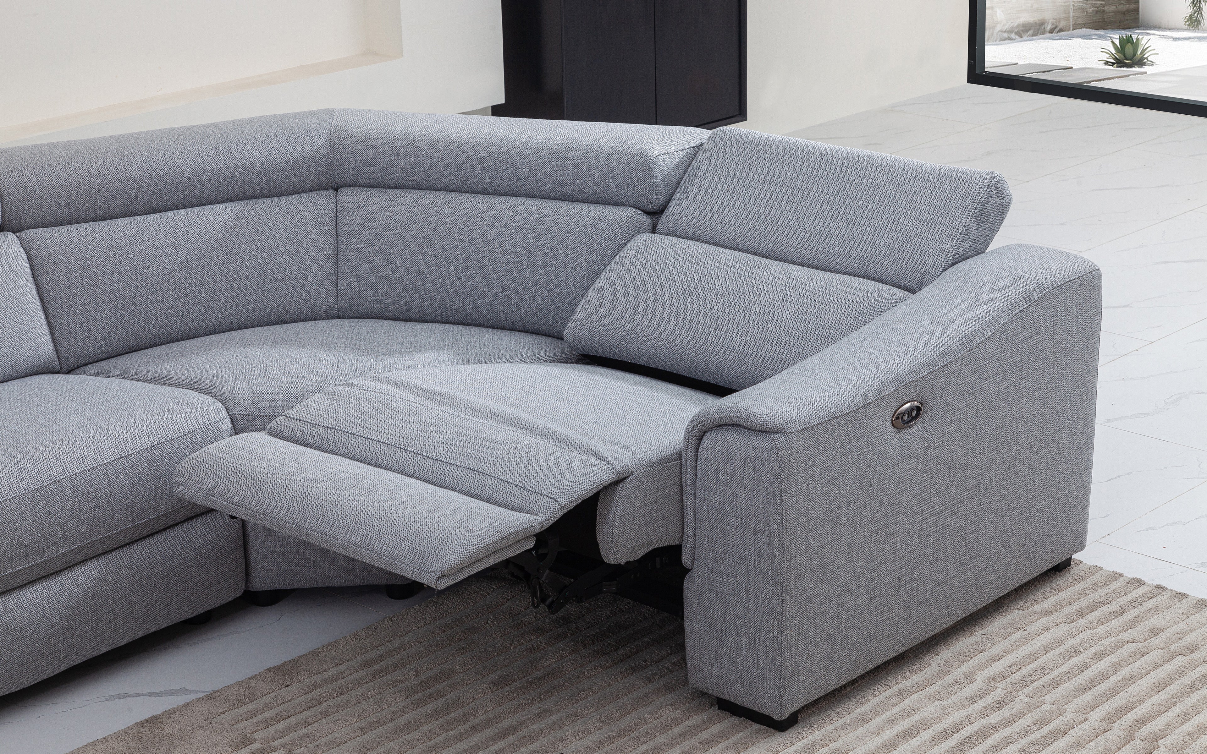 Hogan Modern Reclining Sectional Sofa - 3-Piece L-Shaped Couch with Adjustable Headrests & Cup Holders - Perfect for Living Room, Home Theater, and Family Gatherings