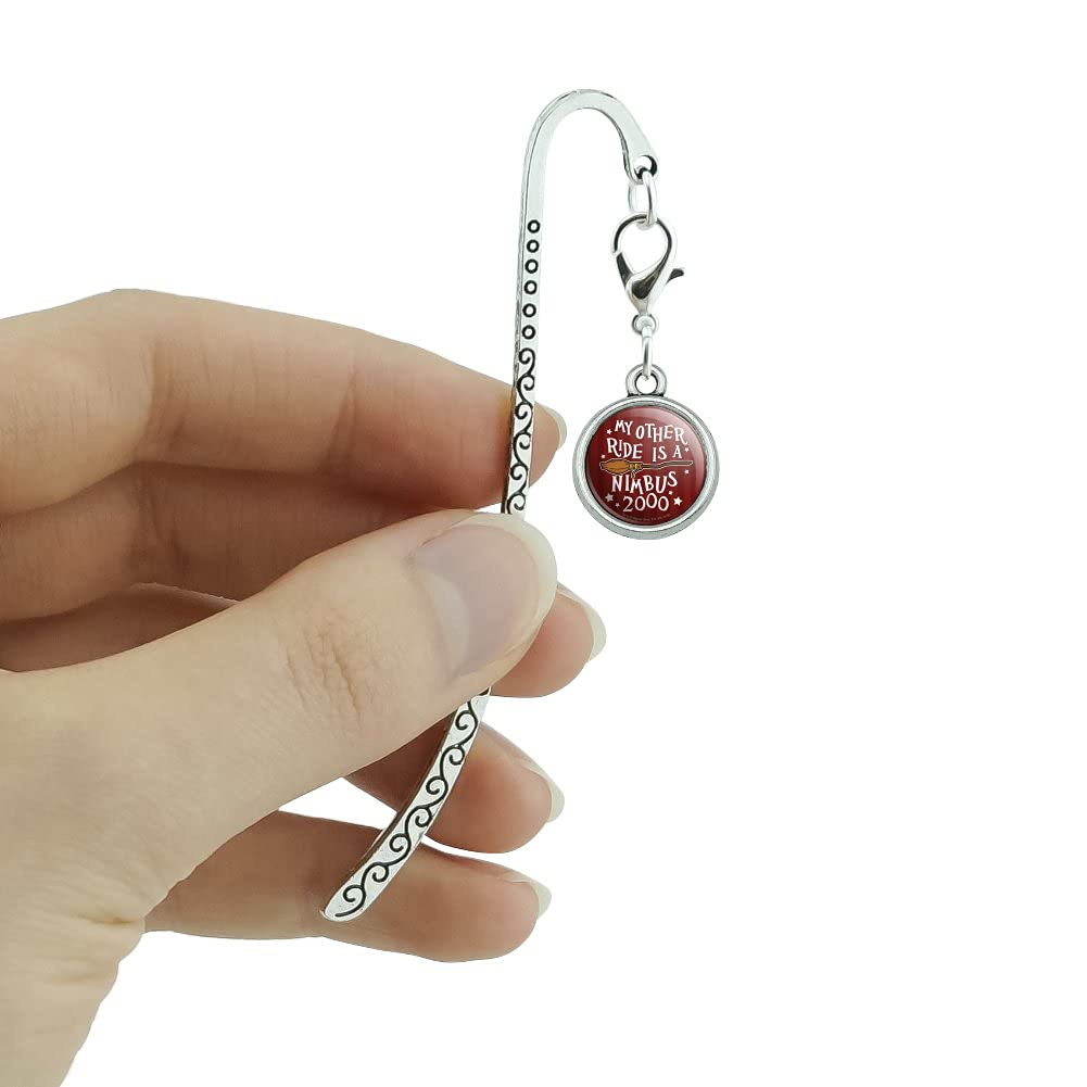 Harry Potter Nimbus 2000 Broomstick Metal Bookmark with Charm - Perfect for Book Lovers & Potterheads - Great Gift for Reading, Collecting & Hogwarts Themed Parties